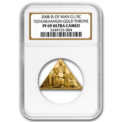 Isle of Man: Tutankhamun - Gold Throne 1/5 uncji Złota 2008 NGC PF69 Ultra Cameo