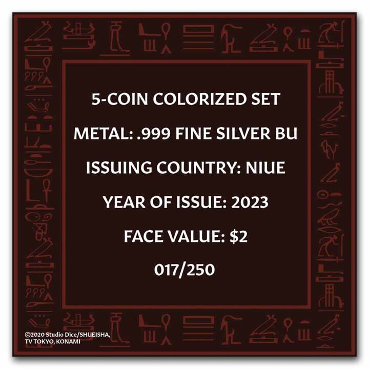Zestaw 5 monet Niue: Yu-Gi-Oh! Exodia kolorowany 5 x 1 uncja Srebra 2023