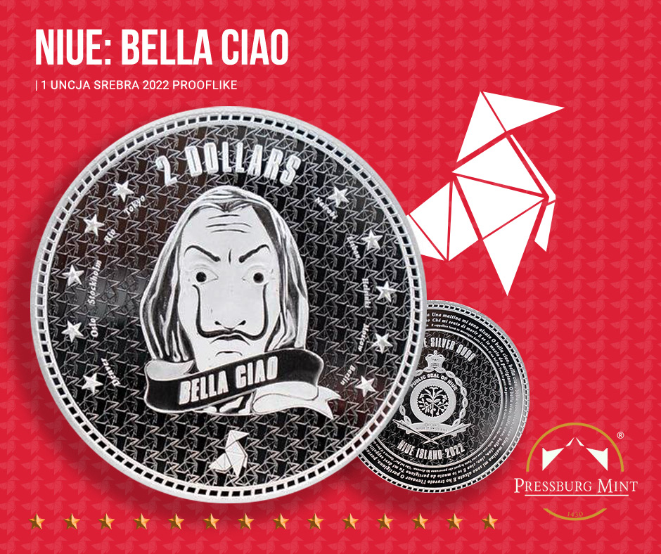 Niue: Bella Ciao 1 uncja Srebra 2022 Prooflike Niue: Bella Ciao 1 uncja Srebra 2022 Prooflike