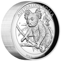 Australijska Koala 5 uncji Srebra 2018 Proof High Relief