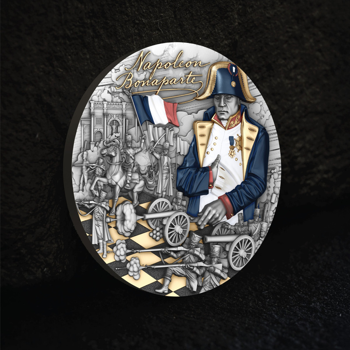 Niue: Visionaries in History - Napoleon Bonaparte pozłacany 2 uncje Srebra 2025 Antiqued Coin