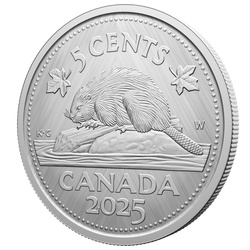 Canada: Tribute - W Mint Mark "Beaver" 5-cent Srebro 2025 Specimen