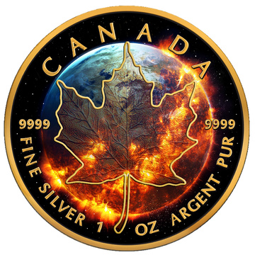 Kanadyjski Liść Klonowy Apocalypse Maple Leaf pozłacany 1 uncja Srebra 2016 Black Ruthenium