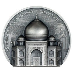 Cook Islands: Historical Monuments -Taj Mahal 2 uncje Srebra 2025 Antiqued Coin