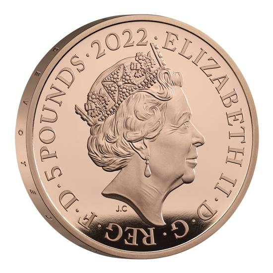 The Queen's Reign Honours and Investitures Złoto £5 2022 Proof