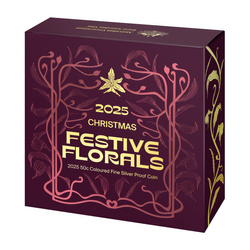 Christmas Decoration - Festive Floral kolorowany 50c Srebro 2025 Proof 