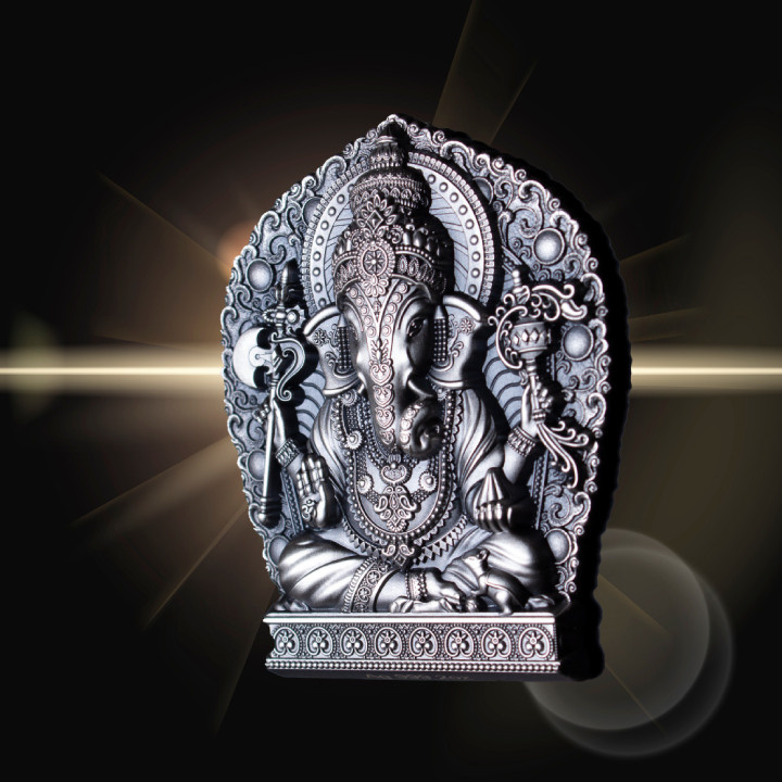Ganesha 2 uncje Srebra 2023 Stackable Ultra High Relief Antiqued