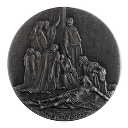 Niue: Biblical - The Dead Christ 2 uncje Srebra 2022 Proof Antiqued Coin 