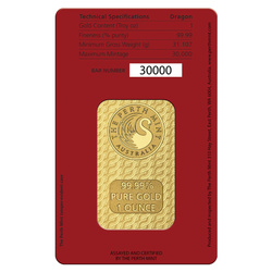 Sztabka The Perth Mint: Lunar - Rok Smoka 1 uncja Złota LBMA GD Refiner