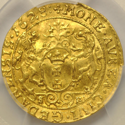 Zygmunt III Waza, Dukat Gdańsk 1628 S-B PCGS AU58 Fr-10