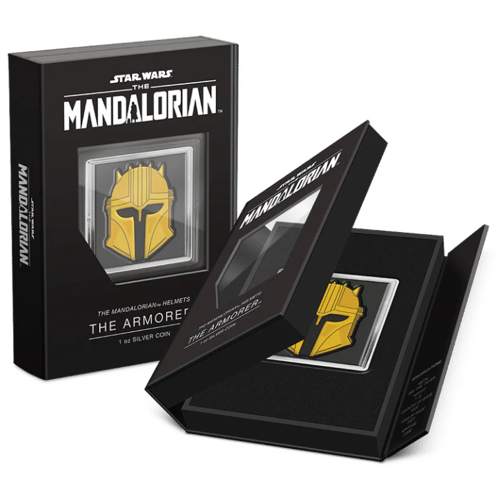 Niue: Star Wars The Mandalorian Helmet - The Armorer kolorowany 1 uncja Srebra 2023 Proof