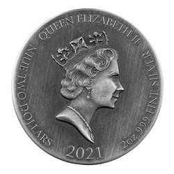 Niue: Biblical - Jesus Delivered To Be Crucified 2 uncje Srebra 2021 Proof Antiqued Coin 