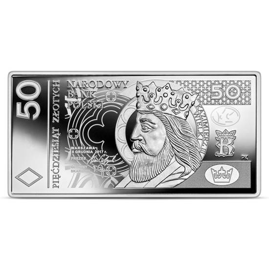 Polskie banknoty obiegowe - zestaw srebrnych monet 10 - 500 zł 2022 Proof