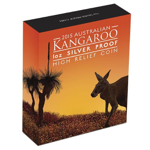 Australijski Kangur 1 uncja Srebra 2015 High Relief