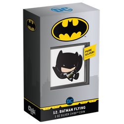 Niue: DC Comics - Batman Flying Chibi Coin kolorowany 1 uncja Srebra 2021 Proof