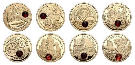 Zestaw 8 monet "Szlak Bursztynowy"