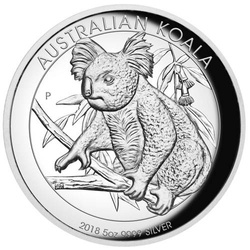 Australijska Koala 5 uncji Srebra 2018 Proof High Relief
