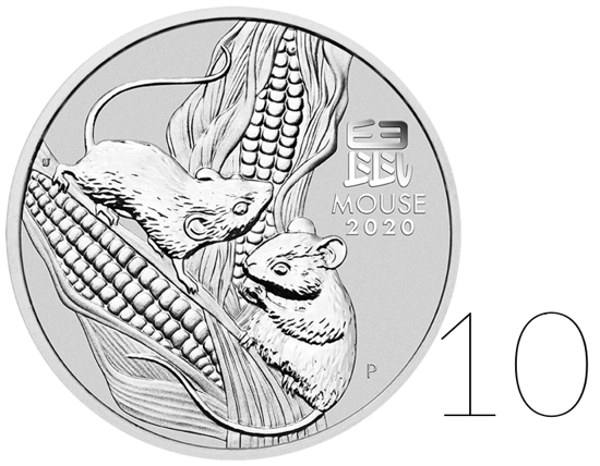 Lunar III: Rok Myszy 1000 gramów Srebra 10 SZTUK 2020