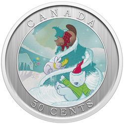 Canada: Whimsical Holiday Tree kolorowany 50 cents 2025 Specimen Lenticular Coin