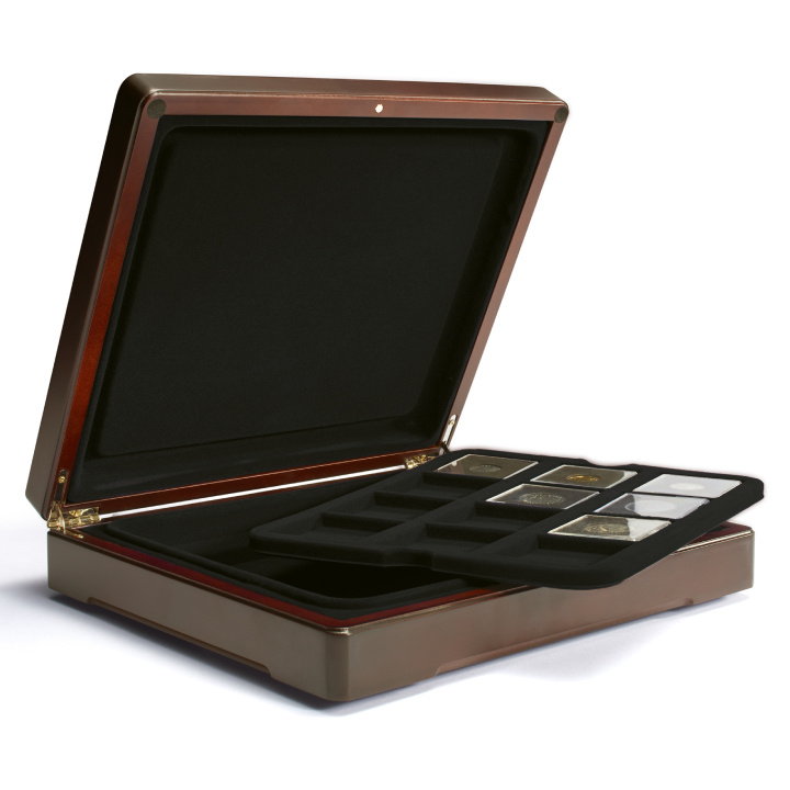 Leuchtturm - Paleta Mazzola na monety Quadrum 12 przedziałów (czarna)