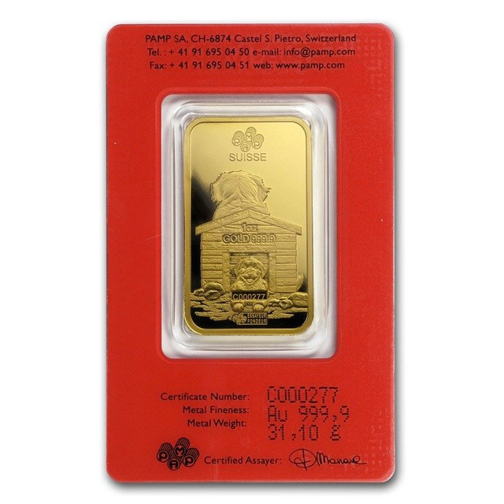 1 uncja Sztabka Złota seria Lunar Rok Psa