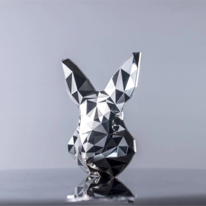 Lowpoly Lunar: Rabbit Mask Stacker 2 uncje Srebra Proof High Relief