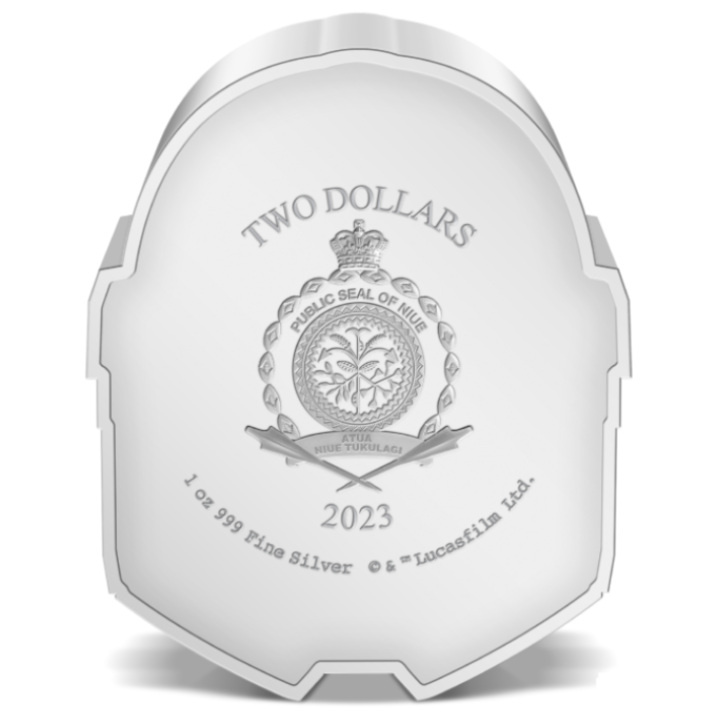 Niue: Star Wars The Mandalorian Helmet - Din Djarin kolorowany 1 uncja Srebra 2023 Proof
