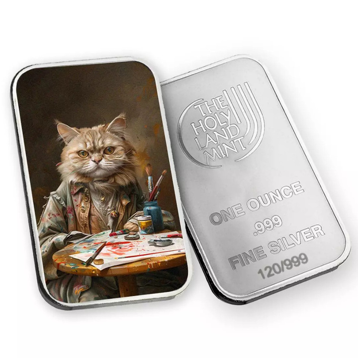 Sztabka The Holy Land Mint - Human Cats - Artie kolorowana 1 uncja Srebra 2025