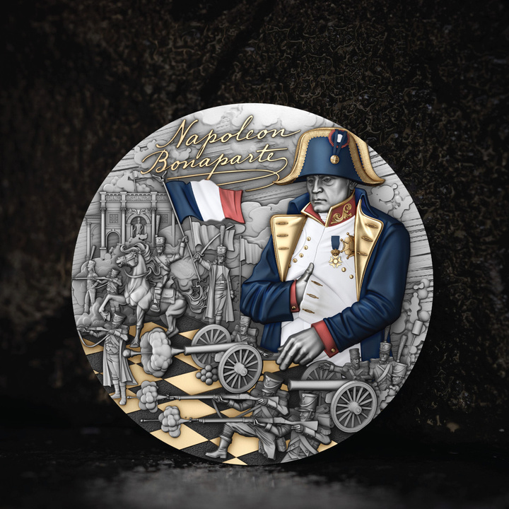 Niue: Visionaries in History - Napoleon Bonaparte pozłacany 2 uncje Srebra 2025 Antiqued Coin