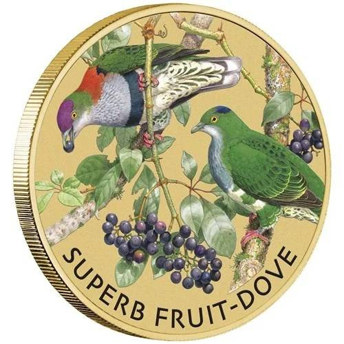 Tuvalu: Superb Fruit-Dove kolorowany Brąz Aluminiowy 2021