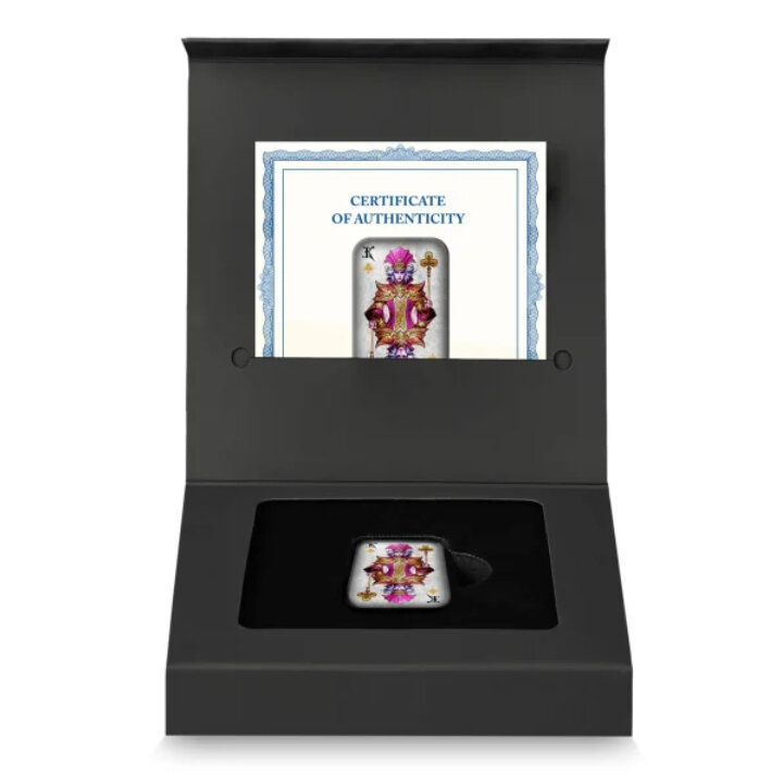 Sztabka Asturmint: Poker Cards - King of Clubs kolorowany 2 uncje Srebra 2024 Antique Finish