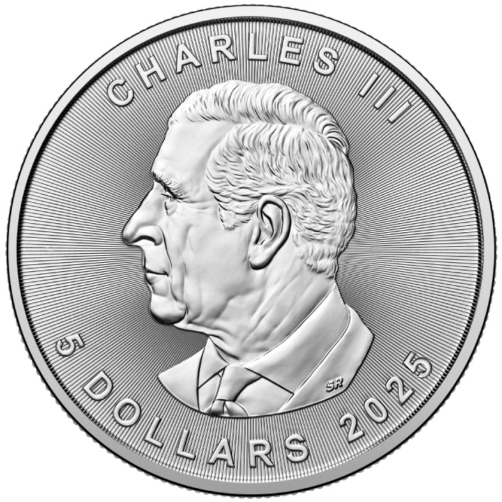 Kanadyjski Liść Klonowy 25 uncji Srebra - przechowywane w bezcłowym magazynie w Nowym Jorku (Loomis)