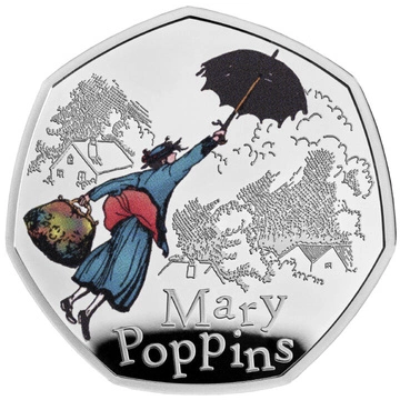 Mary Poppins kolorowana 50p Srebro 2025 Proof 