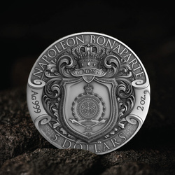 Niue: Visionaries in History - Napoleon Bonaparte pozłacany 2 uncje Srebra 2025 Antiqued Coin