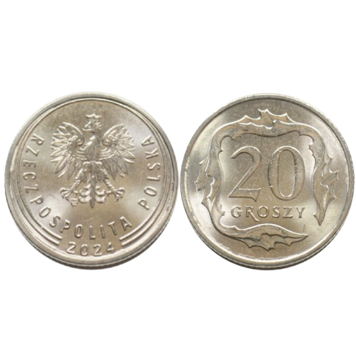 Narodowy Bank Polski: 20 groszy Worek Menniczy (100 sztuk) z 2024 UNC