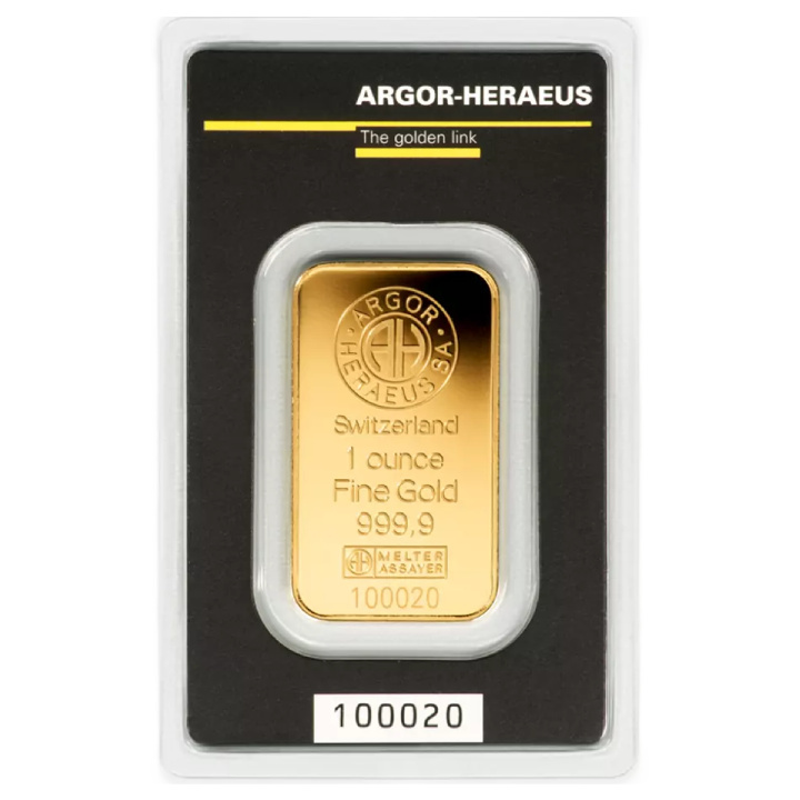 Sztabka Argor - Heraeus 1 uncja Złota LBMA GD Refiner