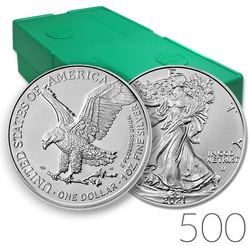 Amerykański Orzeł 1 uncja Srebra 2021 typ 2 Pakiet 500 sztuk