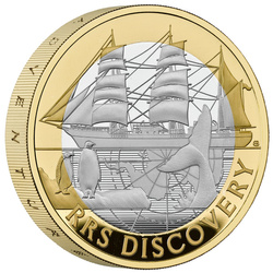 RRS Discovery £2 pozłacany Srebro 2025 Proof Piedfort