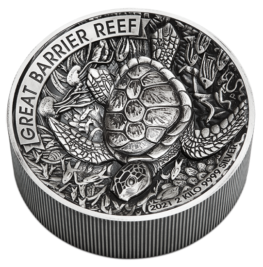 Wielka Rafa Koralowa 2000 gramów Srebra 2021 Antiqued High Relief