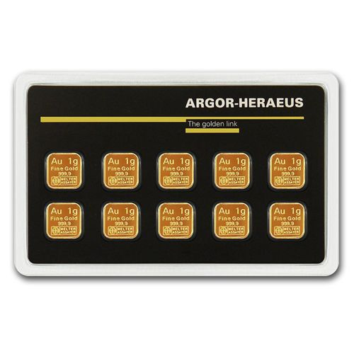 10 x 1 gram Sztabka Złota MultiCard Heraeus