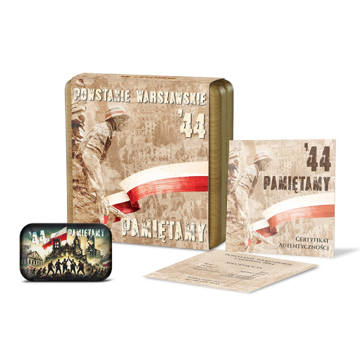 Sztabka Powstanie Warszawskie "'44 Pamiętamy" kolorowane 2 uncje Srebra 2024 Antique Finish