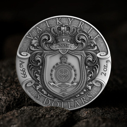 Niue: Valkyrie pozłacany 2 uncje Srebra 2025 Antiqued Coin