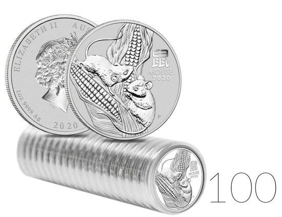 Lunar III: Rok Myszy 1 uncja Srebra PAKIET 100 SZTUK 2020