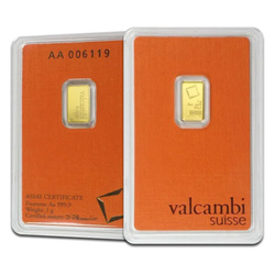 Sztabka Valcambi 1 gram Złota LBMA GD Refiner
