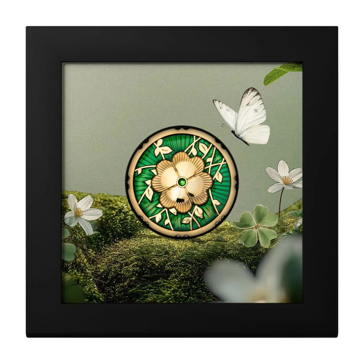 Cook Islands: Evergreen – Clover pozłacany 1 uncja Srebra 2025 Crystal Proof