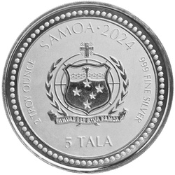 Samoa: Year of the Dragon 2 uncje Srebra 2024 Prooflike 