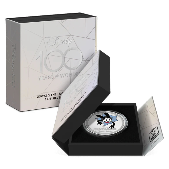 Niue: Disney 100 Years of Wonder – Oswald the Lucky Rabbit kolorowany 1 uncja Srebra 2023 Proof