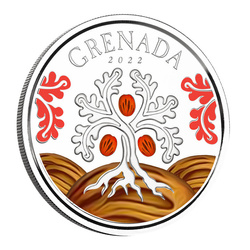 Grenada: Nutmeg Tree kolorowany 1 uncja Srebra 2022 Proof