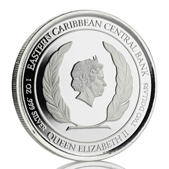 St. Lucia: Flamingo kolorowany 1 oz Silver 2018 Proof