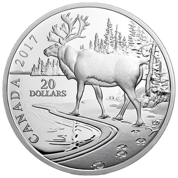 Nature's Impressions: Woodland Caribou 1 uncja Srebra 2017 Proof